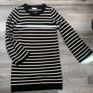 Madewell Striped Black and Cream Sweater Dress XS NWOT